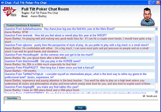 Discussion pro chat Full Tilt Poker