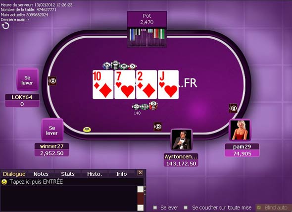 table de jeu de poker sur joa online