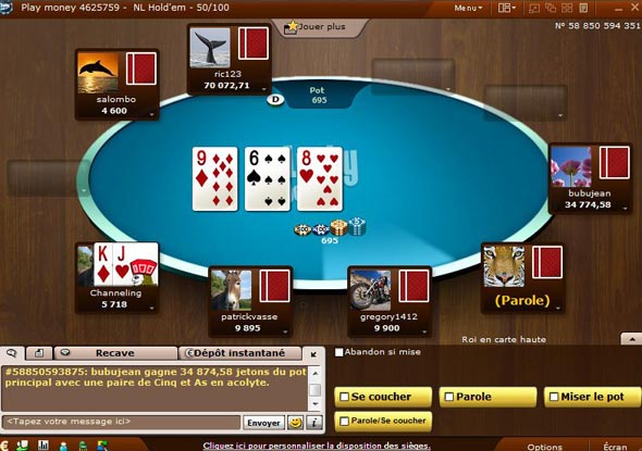 table de poker sur lucky jeux